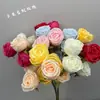 Flores Artificiales 3 Cabezas Rosa Princesa Rosa Roja Flor Artificial Ramo Decorativo Material de Flores para Boda Jardín Floral Paisajismo