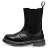 Botas Chelsea de caña alta 2976 con línea blanca transfronteriza para mujer, Botas de motociclista de cuero granulado de primera capa, Botines cortos de cuero genuino estilo británico para hombre y mujer