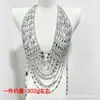 Corrente de Corpo Cruzada com Diamantes Brancos, Sutiã Handmade Estilo Garota Selvagem, Corpete com Contas Costas Abertas Halter Estilo Europeu e Americano, Corrente Sexy para o Peito