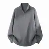 Otoño Invierno Nuevo Suéter de Punto para Hombre de Color Sólido con Media Cremallera Moda Juvenil Casual Capa Base