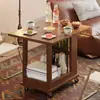 Mesa Lateral de Sofá Móvil con Ruedas para Apartamentos Pequeños, Mesa de Café Plegable Multifuncional de Doble Propósito para Sala de Estar Balcón, Mesa de Comedor Pequeña Giratoria