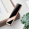Foco usb carregamento mais leve à prova de vento longo ultra-fino metal criativo isqueiro logotipo personalizado letras atacado