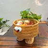 Cesta de frutas de mimbre sintético, diseño lindo de Minion, cesta de pan tejida para escritorio, cesta de almacenamiento para sala de estar y cocina, organizador de bocadillos