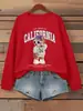 Sudaderas Kawaii de Oso con Estampado de Letras de California para Mujer Cuello Redondo Ropa Callejera Holgada Casual Pulóver Otoño
