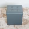 Taburete de Almacenamiento Cuadrado de Piel Sintética de Alta Calidad, Reposapiés Individual Plegable, Caja de Almacenamiento en Forma de Cubo