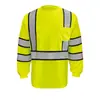 Ropa de trabajo de verano con tiras reflectantes, malla de secado rápido, camiseta de manga larga con bloques de color, ropa de trabajo fluorescente para trabajadores de ingeniería municipal y saneamiento
