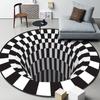 Alfombra redonda de visión estereoscópica en blanco y negro al por mayor transfronterizo para sala de estar, dormitorio, tapete para mesa de centro, ilusión 3D, trampa