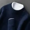 Suéter Premium de Cachemir con Cuello Medio para Hombre, Corte Holgado, Nuevo Estilo Otoño e Invierno 2026, Suéter Básico Casual de Punto de Lana