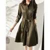 Vestido corta-vento para mulheres 2026 Primavera e Outono Novo Moda Retrô Estilo de Trabalho Cintura Marcada Emagrecedor Elegante Casaco de Comprimento Médio