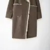 Fornecimento Atacadista Amazon Moda Feminina Outono 2024 Estilo Europeu e Americano Casaco Longo Reversível Dupla Face com Lapela Grande