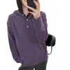 Suéter con Capucha Morado de Alta Gama para Mujer, Nuevo Estilo Otoño e Invierno 2025, Suave y Acogedor Top de Punto para Abrigo o Capa