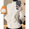 Chamarra de Yoga con Forro de Polar Otoño Invierno Cuello Alto Cremallera Ropa de Fitness Adelgazante Calidez Top Deportivo Manga Larga Chamarra de Running