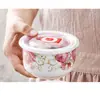 Recipiente de Almacenamiento Cerámico para Microondas con Tapa, Caja Sellada para Refrigerador, Lonchera, Recipiente para Fideos Instantáneos