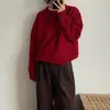 ¡Rojo Angola! Suéter Rojo de Año Nuevo para Mujer, Ropa de Abrigo Estilo Perezoso Holgado de Cuello Redondo para Otoño e Invierno, Prendas de Punto Gruesas
