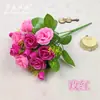 Atacado 15 cabeças rosa amante rosa simulação pequena rosa sala de estar flores artificiais colocadas decorativas estilo coreano buquê de plantas de flor de seda