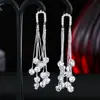Suministro Exclusivo Transfronterizo de Pendientes con Forma de Circonita y Cadena Dorada de Aguja de Plata S925 de Diseño Estilo Coreano para Mujeres Maduras con Sentido de la Elegancia