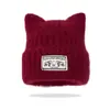 Bonito Gorro de Lana Pequeño que Muestra la Cara, Protección Cálida para las Orejas, Gorro de Punto, Gorro para el Frío, Parche de Orejas de Gato, Gorro de Punto de Color Sólido, Gorro de Otoño e Invierno