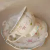 Juego de Tazas de Café Retro Jingdezhen Taza Cerámica Pequeña Europea Creativa Set de Té de la Tarde Pastoral Flor