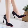 2021 Novo estilo coreano pontudo salto alto sapatos de camada única salto agulha feminino couro envernizado sapatos de casamento vermelho sapatos de trabalho femininos