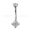 F136 Titanio Cuadrado 6A Zircón Piercing de Ombligo Aleación de Titanio G23 Joyería para Piercings Espiral Interna Venta Caliente Transfronteriza Venta al por Mayor