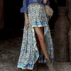 9065# punto Amazon wish transfronterizo nuevo rayón estampado irregular cintura alta Joker falda larga de mujer