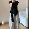 Traje Elegante e Sofisticado 2026 Super Popular Estilo Old Money Conjunto Completo para o Trabalho Verão Camisa Preta sem Mangas e Calça Conjunto de Duas Peças