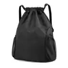 Mochila de viaje casual unisex con logo impreso, mochila simple de cordón, bolsa grande para senderismo al aire libre