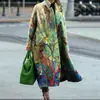 2026 Nuevo Cruce de Fronteras Europeo y Americano Otoño Comercio Exterior Ropa de Mujer Amazon Abrigo Largo con Solapas de Lana Estampado de Talla Grande