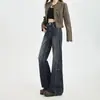 26 Jeans Acampanados Bordados Elásticos para Mujer, Corte Holgado, No Ajustados, Pantalones de Campana Retro, Adelgazantes, Pantalones Largos Versátiles, Dropshipping Disponible