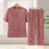 Conjunto tradicional chino de verano para madres de mediana edad y mayores, ropa elegante para mujeres mayores, cárdigan de manga corta, estilo ligero