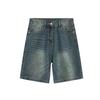 2023 Verão Novo Retro Azul Denim Shorts Masculino Solto Reto Slim Look Calças de Perna Larga Calças de Cinco Pontos Ins Trendy
