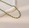 26 Novos Estilos de Colares de Contas Turquesa Olho de Gato Dourado Escovado, Correntes Versáteis e Elegantes para a Clavícula, Colares de Turquesa de Nicho para Mulheres