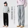 Pantalones Rectos Forrados de Felpa para Niñas Otoño e Invierno 2025 Pantalones Casuales para Niños Mayores Pantalones Ajustados Adelgazantes Engrosados