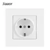 Panel de Toma de Corriente con Interruptor Blanco Estándar Europeo de 16A Doble Estándar Europeo Alemán con USB + Tipo C Toma de Pared Instalación Empotrada