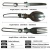 Mochila larga para utensilios de cocina Cuchara-tenedor Spork acero inoxidable cuchillo plegable juego de cuchara para utensilios combo Picnic campamento cubertería vajilla cubiertos