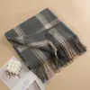 Bufanda de Imitación Cachemir a Cuadros Personalizada para Mujer en Invierno, Bufanda Popular de Gama Alta, Estilo Británico Ropa de Trabajo, Cálida y Versátil con Borlas