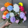 3 Flores Artificiales de Peonía Extranjera Rosa de Brasil Decoración Decoración de Boda Flor Falsa Flor Especial para Lobby de Hotel Brote de Ciruelo de Té
