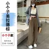 Calça Casual Feminina Angela Outono Inverno Veludo Cotelê Pelúcia Perna Larga Caimento Solto Perna Reta Emagrecedora Petite Comprimento Total