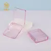 Caja de Rubor para Maquillaje, Corrector Iluminador, Transparente Rosa Cuadrada de Dos Compartimentos y Dos Colores, Caja Multifuncional para Sombras de Ojos, Cosméticos
