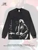 Camiseta de manga larga de algodón pesado con estampado retro americano de Kurt Cobain, marca de moda popular, hombros caídos, manga corta y cuello pequeño.
