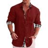 2023 nueva camisa de solapa estampada en contraste de manga larga para hombre transfronteriza primavera y otoño talla grande fabricantes de camisas con botones en stock