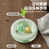Juguete Original Nuevo para Gatos, Plato Giratorio Educativo para Gatos, Auto-Placer y Alivio del Aburrimiento, Bola Dispensadora con Pluma de Resorte Juguete para Mascotas