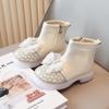 Botines Cortos para Niñas 2025 Otoño e Invierno Estilo Nuevo Zapatos de Princesa Cristal Elsa para Niños Bebés Botas de Cuero Botas de Exterior