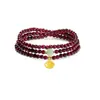 Pulseira de Garnet Vermelho Vinho com Três Círculos Naturais e Pulseira de Jade Hetian, Luxo Acessível de Nicho, Joia de Mão Simples e Versátil para Presentear