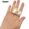 Mpr112 Oval Geométrico Rosa Blanco Concha Grande Chapado en Oro de 18 Quilates Abierto Joyería de Fiesta Anillo
