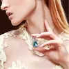 Collar de Diamantes Lágrimas de Ángel de Lujo Europeo y Americano con Colgante de Sirena con Gota de Topacio Azul