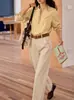 Camisa de Dos Piezas Falsa Retro Francesa Solighter para Mujer Otoño Manga Larga