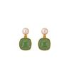 Pendientes de plata de ley S925 con jaspe hetiano chapado en oro y perlas, estilo vintage, sencillos, cuadrados y redondos.