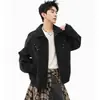 Chaqueta de cuero cortavientos de color sólido retro americano con diseño tie-dye, corte holgado, versátil y adecuada para parejas, colección primavera/otoño 2026