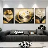 Sofá de Sala de Estar Pared Negro Oro Paisaje de Luna Llena Flor de Magnolia Pintura Colgante Decorativa Aleación de Aluminio Película de Cristal Suministro de Comercio Electrónico Transfronterizo
